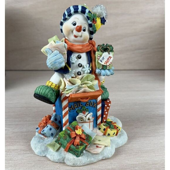 Holiday Time Collectible Snowman‎ Mail for Santa Centerpiece With Box 7.25" Tall - Picture 1 of 16
